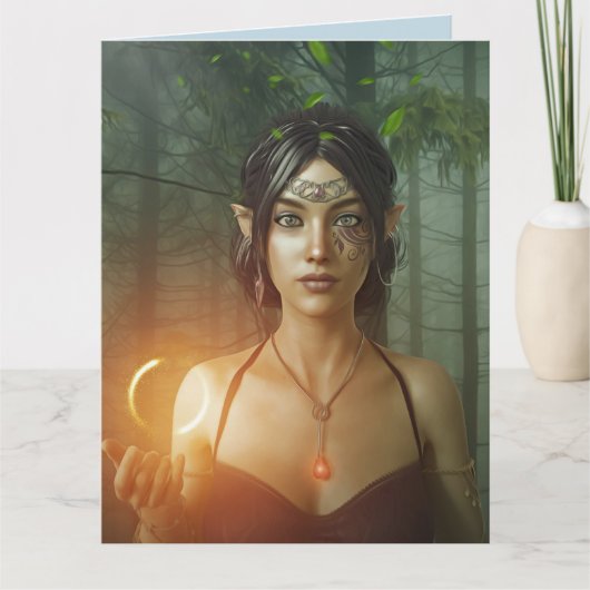 誕生日妖精小妖精や小人ガールカード カード (正面)