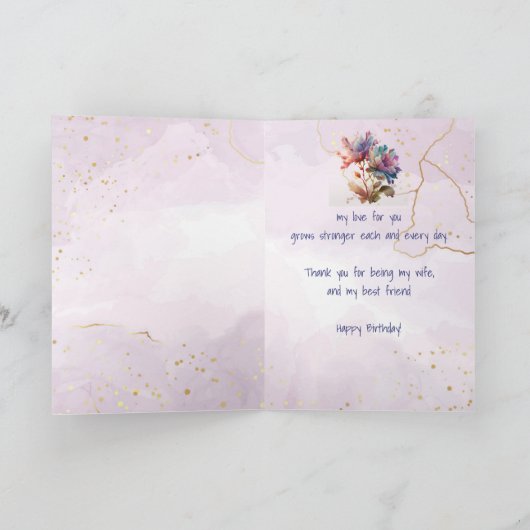 誕生日妻と友人グラフィックアートバラ花 カード (内部)