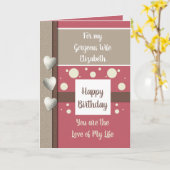 誕生日妻の理由Iスマイルピンクと茶色 カード (黄色い花)