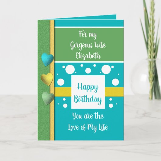 誕生日妻の理由Iスマイル青と緑 カード (正面)