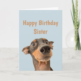 誕生日姉おもしろいショック犬の動物ユーモア カード