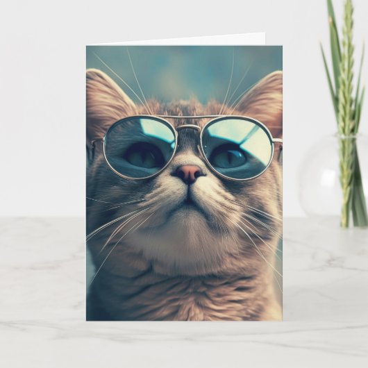 誕生日姉クール猫グリーティングカード カード (正面)