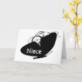 誕生日姪、大きな、黒い蝶、文字。 カード (黄色い花)