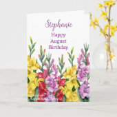 誕生日威厳がある誕生月花グラジオラスカード カード (黄色い花)