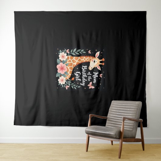 誕生日娘のキリン・ママとおそろいの家族L タペストリー (インサイチュ(横))