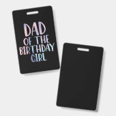 誕生日娘の父 タイダイ カラフル 誕生日 バッジ (表裏)