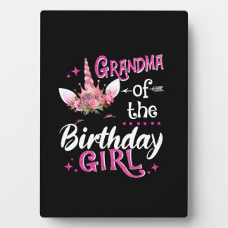 誕生日娘の祖母ユニコーンフラワー ロング S フォトプラーク