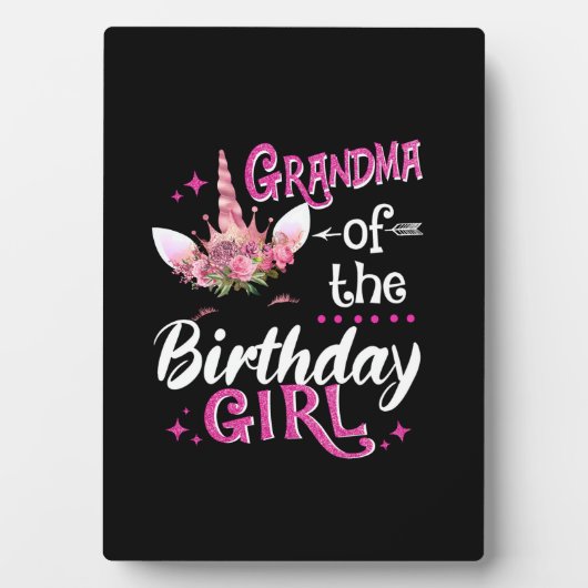 誕生日娘の祖母ユニコーンフラワー ロング S フォトプラーク (正面)