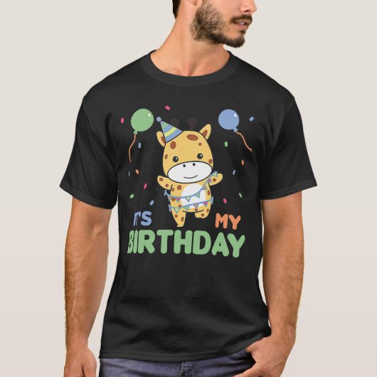 誕生日子供へキリン誕生日 Tシャツ (正面)