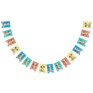 誕生日子犬 バンティングフラッグ