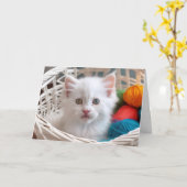 誕生日子猫におけるヤーンバスケット カード (黄色い花)