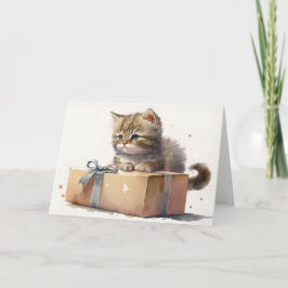 誕生日子猫オンのボックス カード