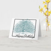 誕生日孔雀 カード (黄色い花)