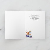 誕生日孫おもしろいかわいい猫オンスケートボード カード (内部)