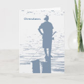 誕生日孫のために、男の子の魚釣りの切り株から。 カード (正面)