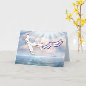 誕生日孫パイロット飛んでいる飛行機オーバーウォーターCa カード (黄色い花)