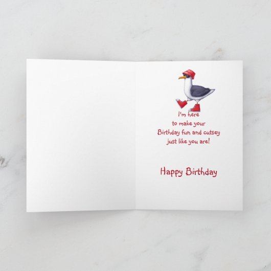 誕生日孫娘おもしろいかわいいカモメ鳥 カード (内部)