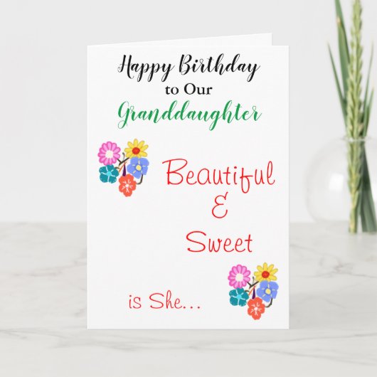 誕生日孫娘かわいらし花 カード (正面)