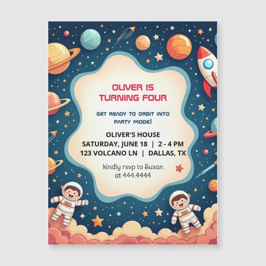 誕生日宇宙ボーイフティット磁気カード (正面)