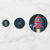 誕生日宇宙ロケット写真 | UFO宇宙飛行士エイリアン コンフェッティ (正面)