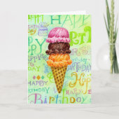 誕生日宗教的アイスクリームコーン恵み カード (正面)