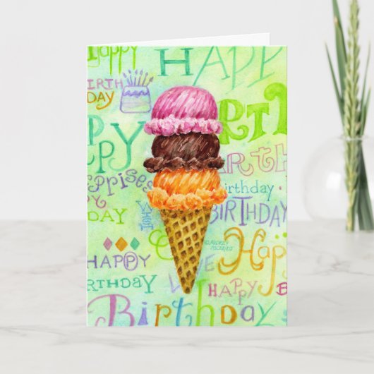 誕生日宗教的アイスクリームコーン恵み カード (正面)
