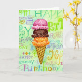 誕生日宗教的アイスクリームコーン恵み カード (黄色い花)