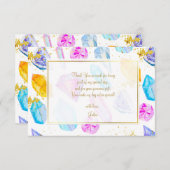 誕生日宝石パーティークリスタルガールの水彩 サンキューカード (正面/裏面)