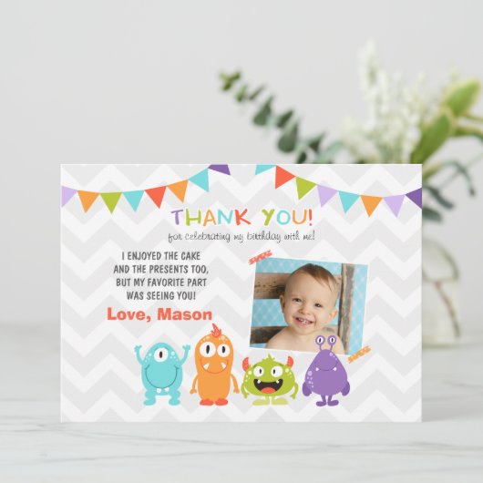 誕生日小さいモンスターのサンキューカード サンキューカード (スタンド正面)