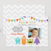 誕生日小さいモンスターのサンキューカード サンキューカード (正面/裏面)