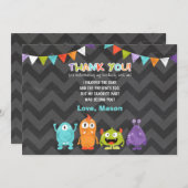 誕生日小さいモンスターのサンキューカード サンキューカード (正面/裏面)