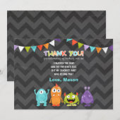 誕生日小さいモンスターのサンキューカード サンキューカード (正面/裏面)