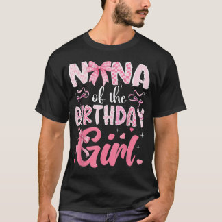 誕生日少女のナナ ピンク コケット ボウ Tシャツ