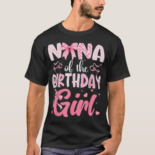 誕生日少女のナナ ピンク コケット ボウ Tシャツ (正面)