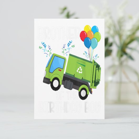 誕生日少年ごみトラックギフトの兄弟 出欠カード (スタンド正面)