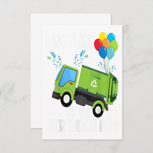 誕生日少年ごみトラックギフトの兄弟 出欠カード (正面/裏面)