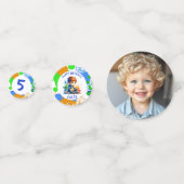 誕生日少年の名前と年齢の写真パーソナライズされた コンフェッティ (正面)