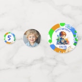 誕生日少年の名前と年齢の写真パーソナライズされた コンフェッティ (裏面)