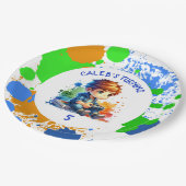 誕生日少年の年齢パーソナライズされた ペーパープレート (アングル)