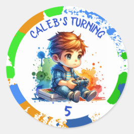 誕生日少年の年齢パーソナライズされた ラウンドシール