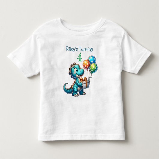 誕生日少年の恐竜の名前と年齢 トドラーTシャツ (正面)