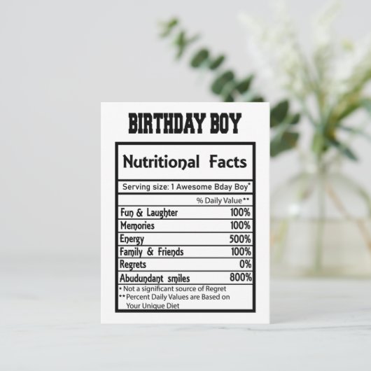 誕生日少年の栄養事実 ポストカード (スタンド正面)