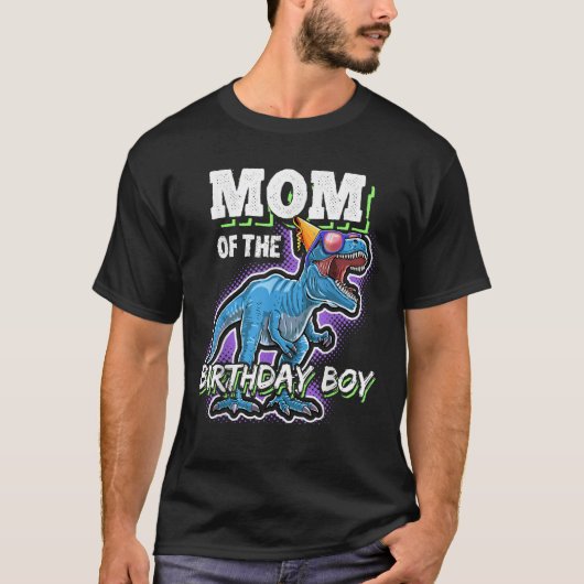 誕生日少年の母マッチングファミリー恐竜B Tシャツ (正面)