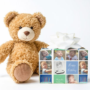 誕生日少年フォトコラージュテンプレートかわいい子供 ラッピングペーパー