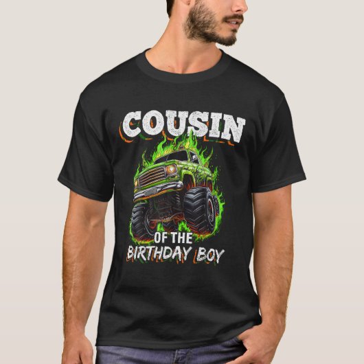 誕生日少年モンスタートラック誕生日のいとこは Tシャツ (正面)