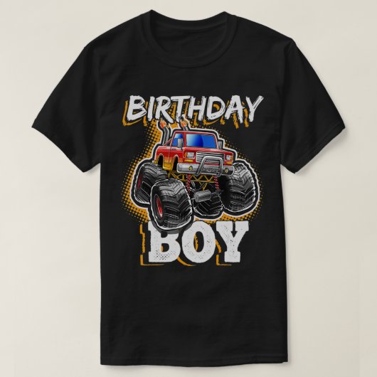 誕生日少年モンスタートラック誕生日パーティーギフト Tシャツ (デザイン正面)