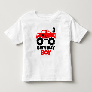 誕生日少年赤モンスタートラック年齢 トドラーTシャツ