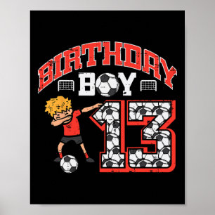 誕生日少年13サッカー ダブ 13歳の誕生日スポーツ ポスター