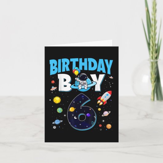 誕生日少年6歳宇宙宇宙飛行士6歳 カード (正面)