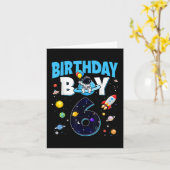 誕生日少年6歳宇宙宇宙飛行士6歳 カード (黄色い花)
